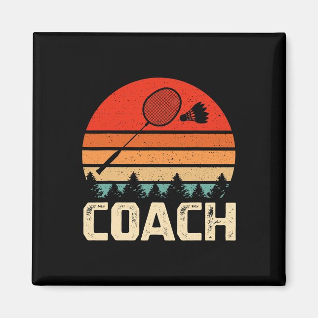 Retro Badminton Racket Shuttle Badminton Coach Gif Magnet (Framsidan)