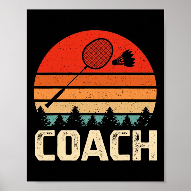 Retro Badminton Racket Shuttle Badminton Coach Gif Poster (Framsidan)