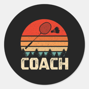 Retro Badminton Racket Shuttle Badminton Coach Gif Runt Klistermärke