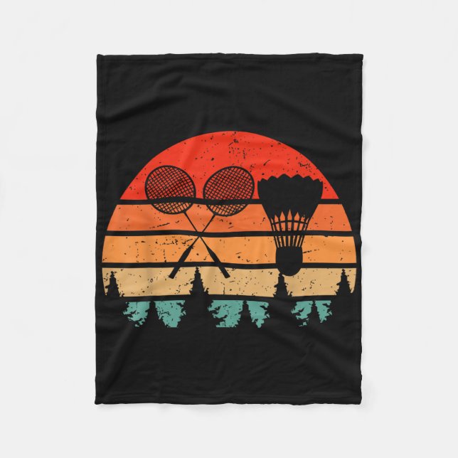 Retro Badminton Racket Shuttle Funny Badminton Pla Fleecefilt (Framsidan)