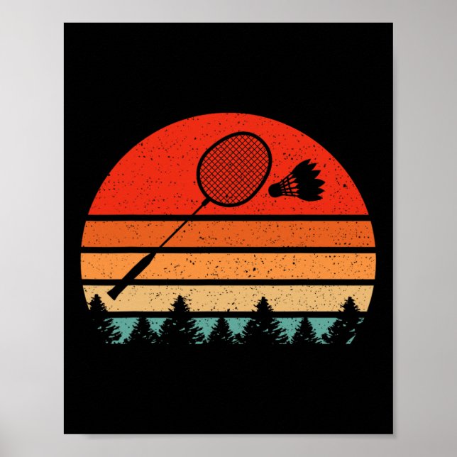 Retro Badminton Racket Shuttle Funny Badminton Pla Poster (Framsidan)