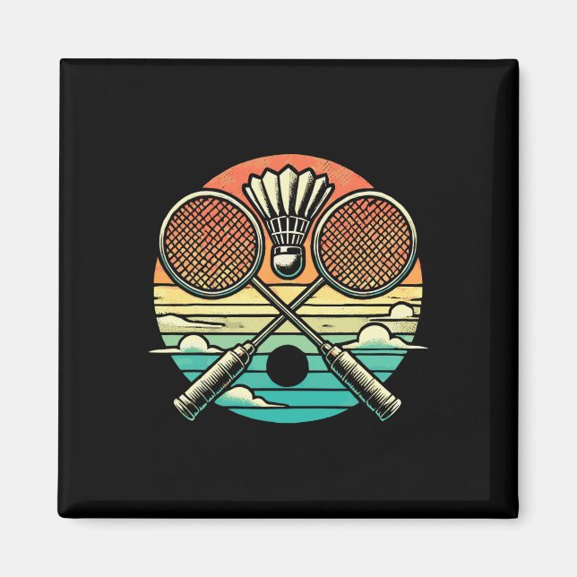 Retro Badminton Shuttle Racket Magnet (Framsidan)
