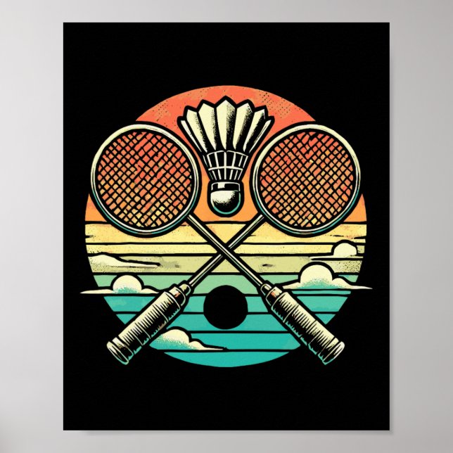 Retro Badminton Shuttle Racket Poster (Framsidan)