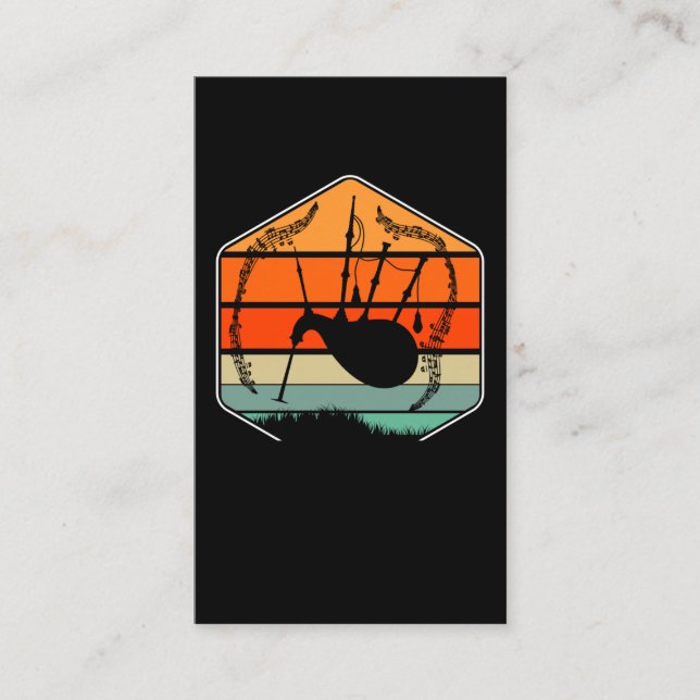 Retro Bagpipe Musical Instrument Bagpiper Visitkort (Framsida)