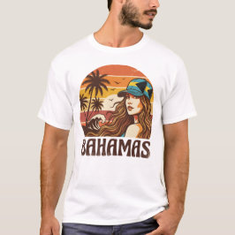 Retro Bahamas Beach Women Summer Vacation Sunset  T Shirt