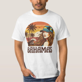 Retro Bahamas Beach Women Summer Vacation Sunset  T Shirt