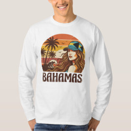 Retro Bahamas Beach Women Summer Vacation Sunset  T Shirt