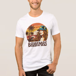 Retro Bahamas Beach Women Summer Vacation Sunset  T Shirt