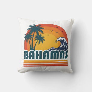 Retro Bahamas Strand Sommar Solnedgång 70-tal Palm Kudde