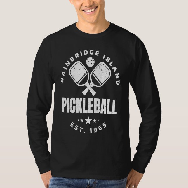 Retro Bainbridge Island Pickleball Established 196 T Shirt (Framsida)