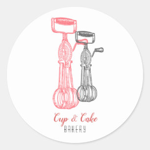 Retro Bakery, Baker, Pastry Chef, Egg Beaters Runt Klistermärke