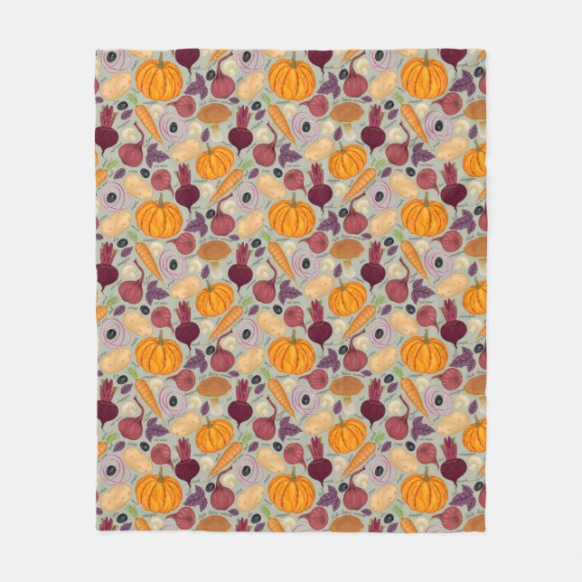 Retro bakgrund från nya grönsaker fleecefilt (Framsidan)