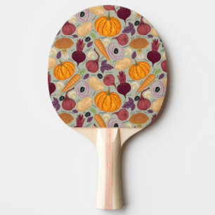 Retro bakgrund från nya grönsaker pingisracket
