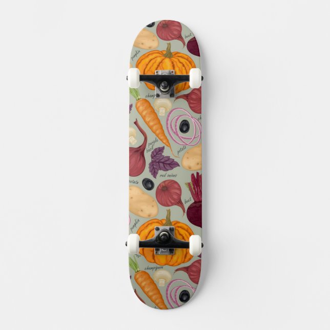 Retro bakgrund från nya grönsaker skateboard bräda 20,5 cm (Framsida)