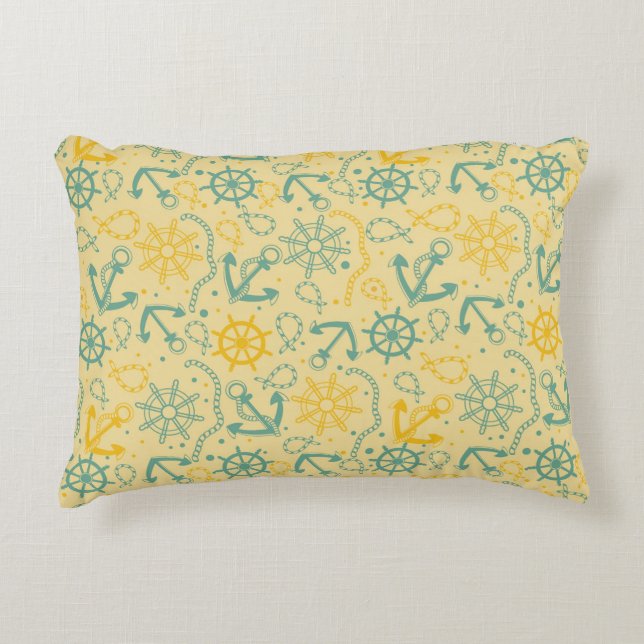 Retro bakgrund med ankrar, rep prydnadskudde (Framsidan)