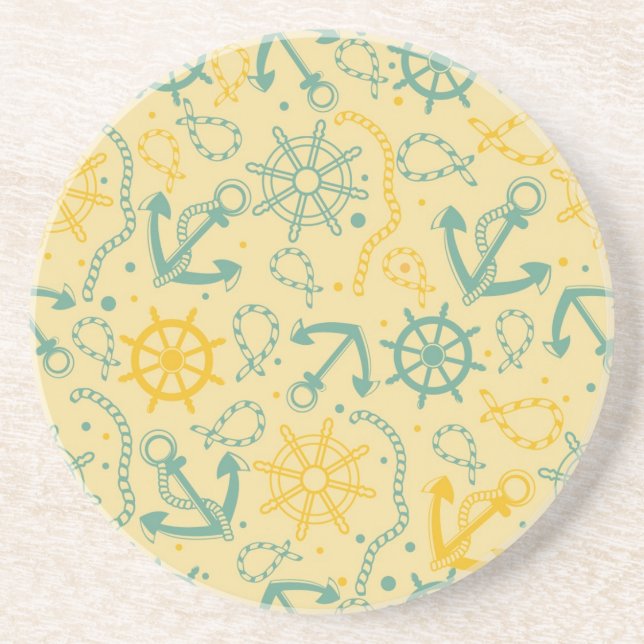 Retro bakgrund med ankrar, rep underlägg sandsten (Framsidan)