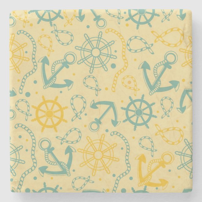 Retro bakgrund med ankrar, rep underlägg sten (Framsidan)