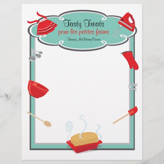 Retro bakning och matlagning Flyer Letterhead Brea (Framsidan)