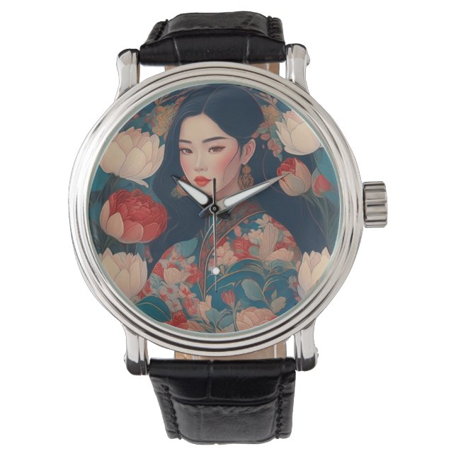 Retro Bali Clock - Timless Elegance Balinese Girl Armbandsur (Framsida)