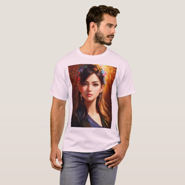 Retro Bali T-Shirt Elegant Girl Design (Hel framsida)