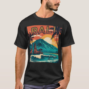 Retro Bali Travel - Sunset Beach Ocean Surfare T Shirt
