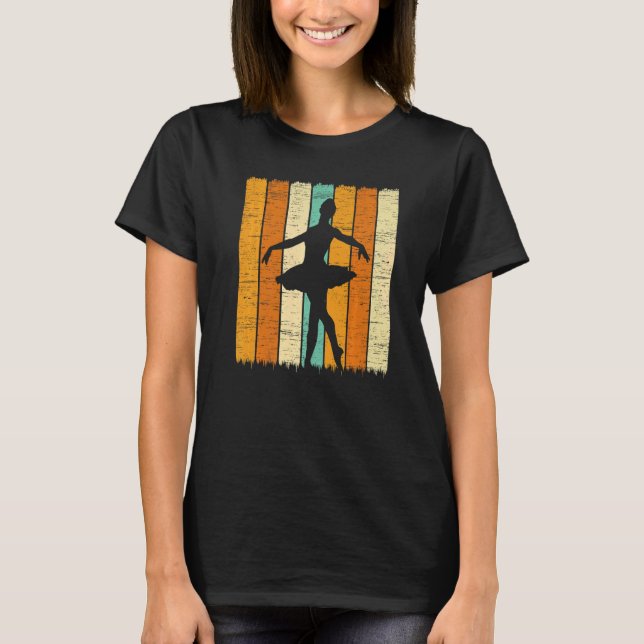 Retro Ballet Ballerina Ballet Dancer Pointe Barre T Shirt (Framsida)