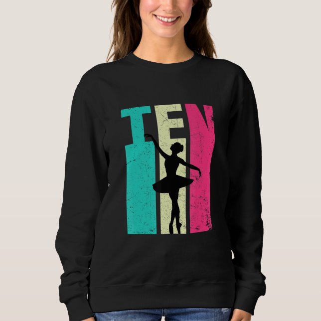 Retro Ballet Dancer 10 år gammal bir 10-dagars föd T Shirt (Framsida)