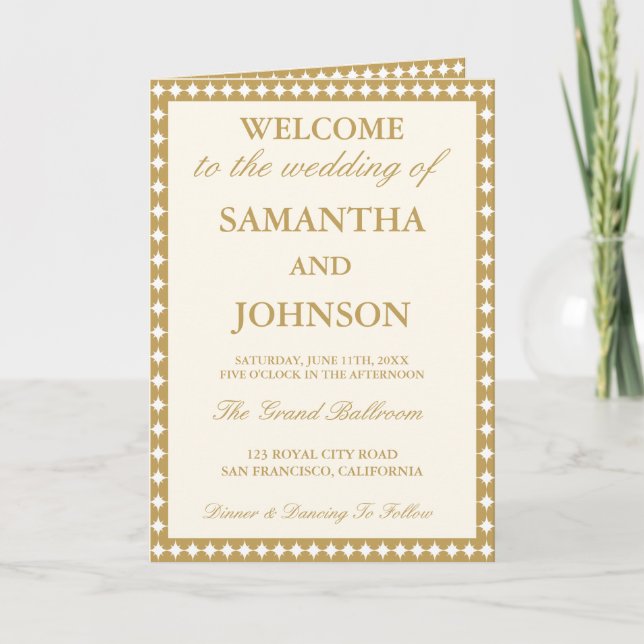 Retro Ballroom Vintage Ivory Wedding Program (Framsida)