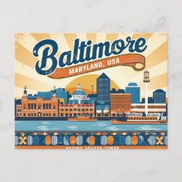 Retro Baltimore, Marylan, USA Vintage Vykort