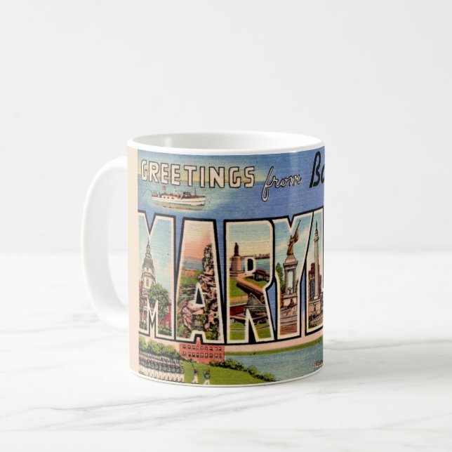 Retro Baltimore Maryland Välkomstmugg Kaffemugg (Framsida vänster)
