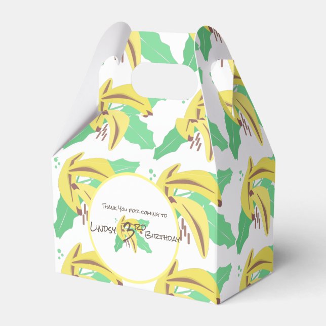 Retro Banana Gul Som Fyller Tre Födelsedag Presentaskar (Framsidan Sidan)