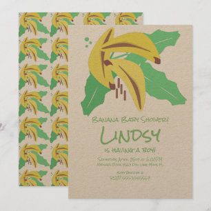 Retro Banana Lila Barnkalas Kraft Inbjudningar