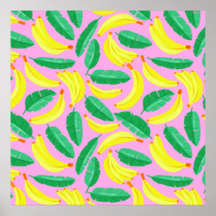 Retro Banana Mönster Poster
