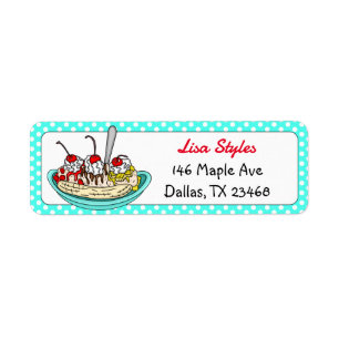 Retro Banana Split Ice Cream Sundae Returadress Etikett
