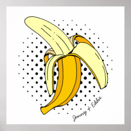 Retro Banana Tecknad Bok Food Pop Art Poster
