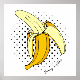 Retro Banana Tecknad Bok Food Pop Art Poster