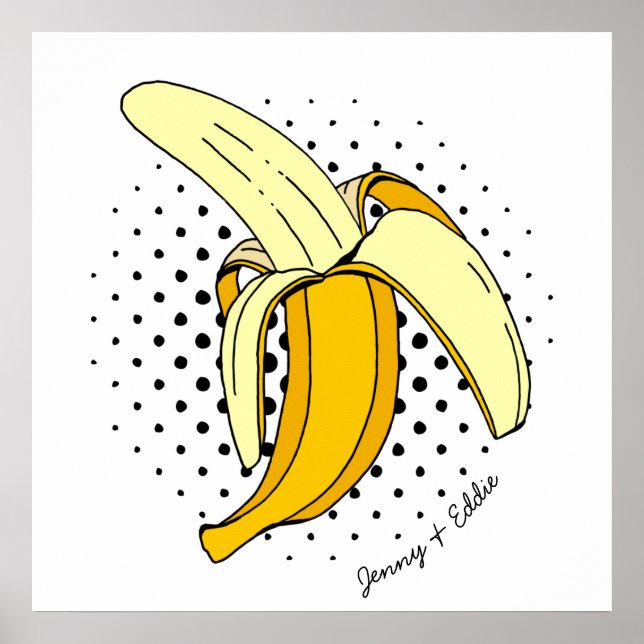 Retro Banana Tecknad Bok Food Pop Art Poster (Framsidan)