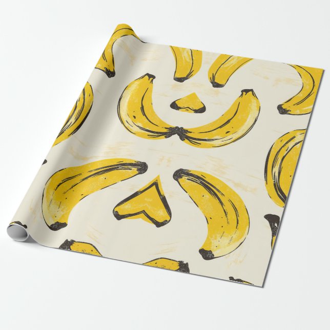 Retro Banana Wrapping Papper Presentpapper (Utrullad)