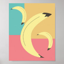 Retro Bananar Färgglada Former