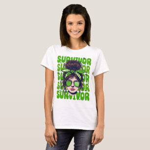 Retro Bandana Girl Gallblåsa Cancer Survivor T Shirt