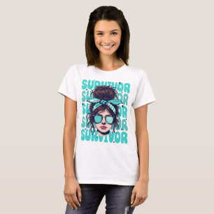 Retro Bandana Girl Ovarian Cancer Survivor T Shirt