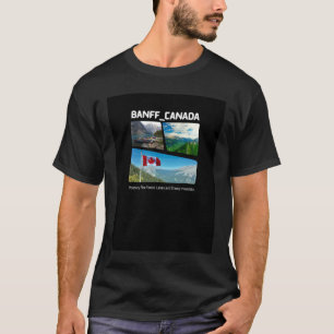 Retro Banff Kanada Resebildcollage Mörk Grafisk T Shirt