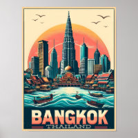 Retro Bangkok city skyline - Thailand resegåvor