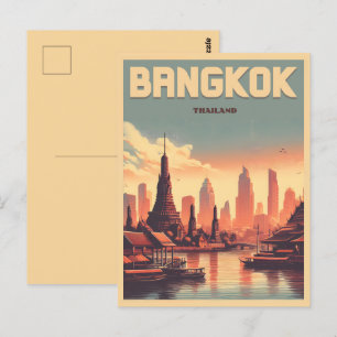 Retro Bangkok city skyline - Thailand resegåvor Vykort