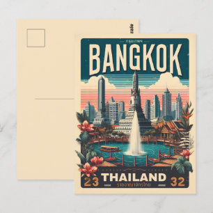 Retro Bangkok city skyline - Thailand resegåvor Vykort