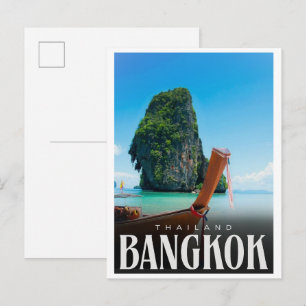 Retro Bangkok stads siluett - Thailand presentidée Vykort