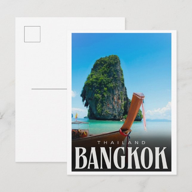 Retro Bangkok stads siluett - Thailand presentidée Vykort (Fram/baksida)