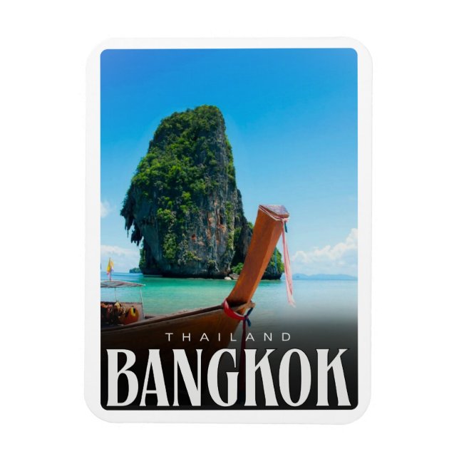 Retro Bangkok stads siluett - Thailandsresor prese Magnet (Vertikal)