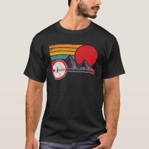 Retro Banjo Mountains & Sol Sketch Surfa Stil 80 s T Shirt