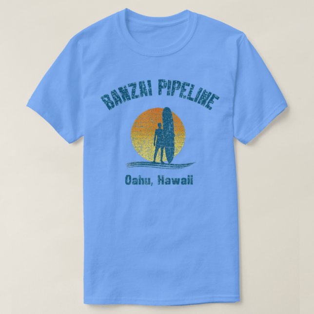 Retro Banzai Pipeline Surfer Oahu Hawaii  T Shirt (Design framsida)